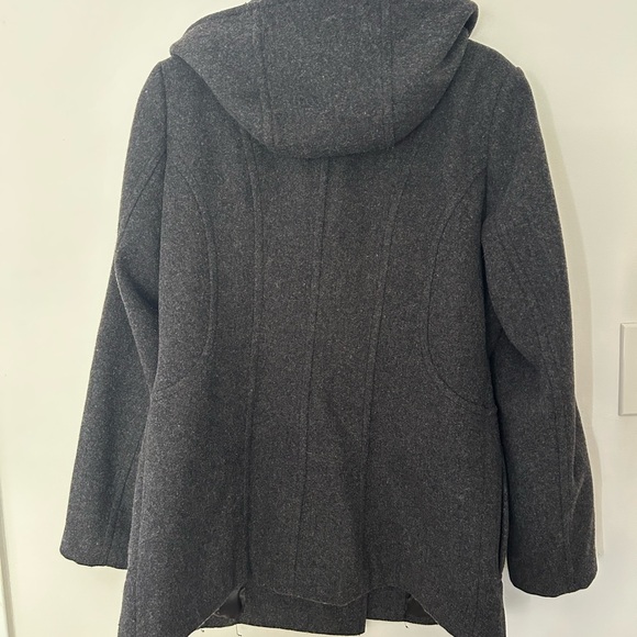 Cato Dark Gray Hooded Wool Pea Coat - Picture 3 of 11